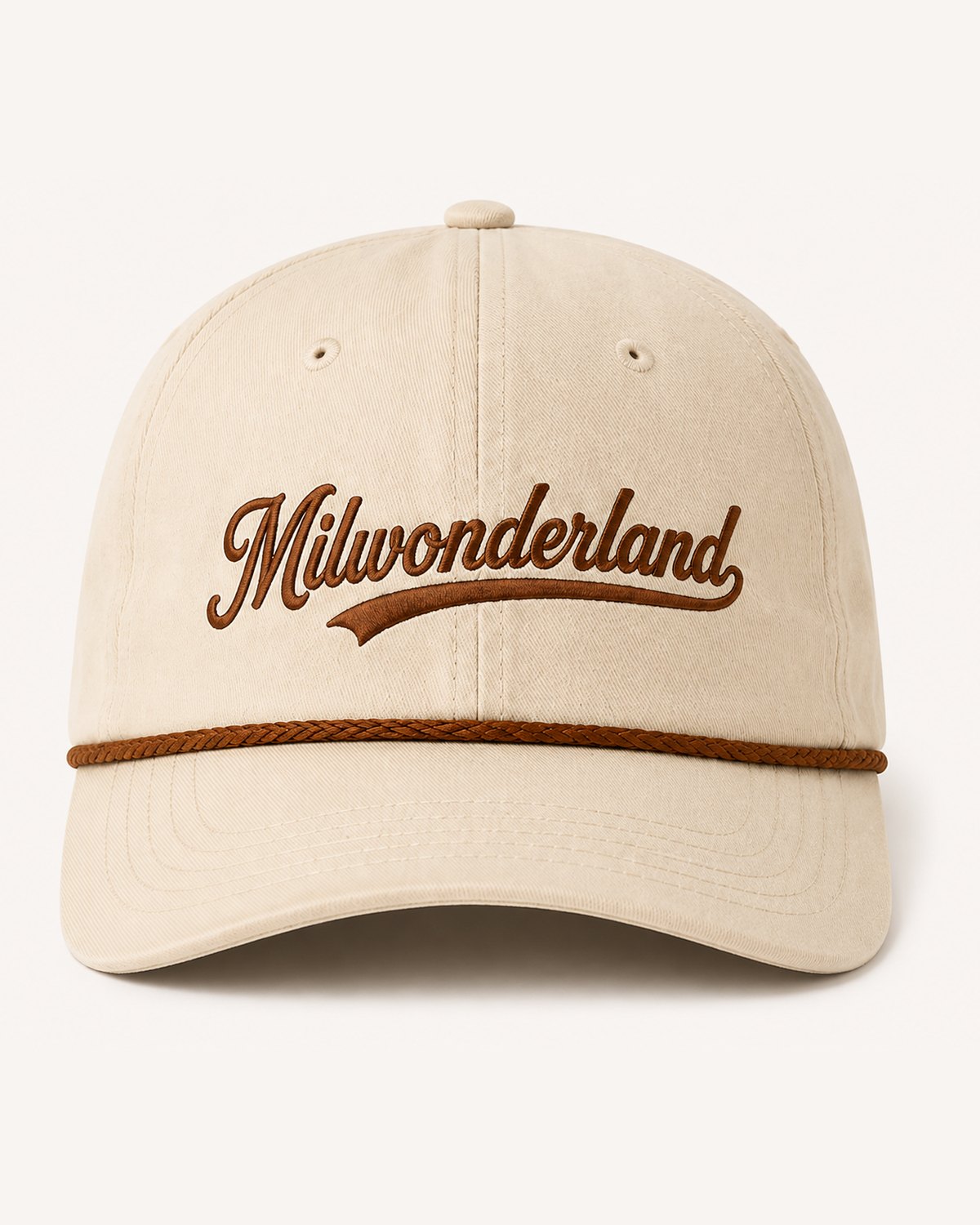 The cream rope cap, front.
